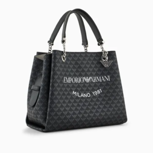 Borsa a mano Emporio Armani logo Milano 1981 nera