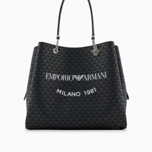 Shopper Emporio Armani con charm aquila Nero