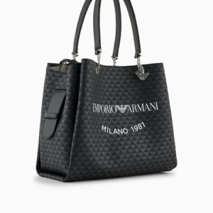 Shopper Emporio Armani con charm aquila Nero